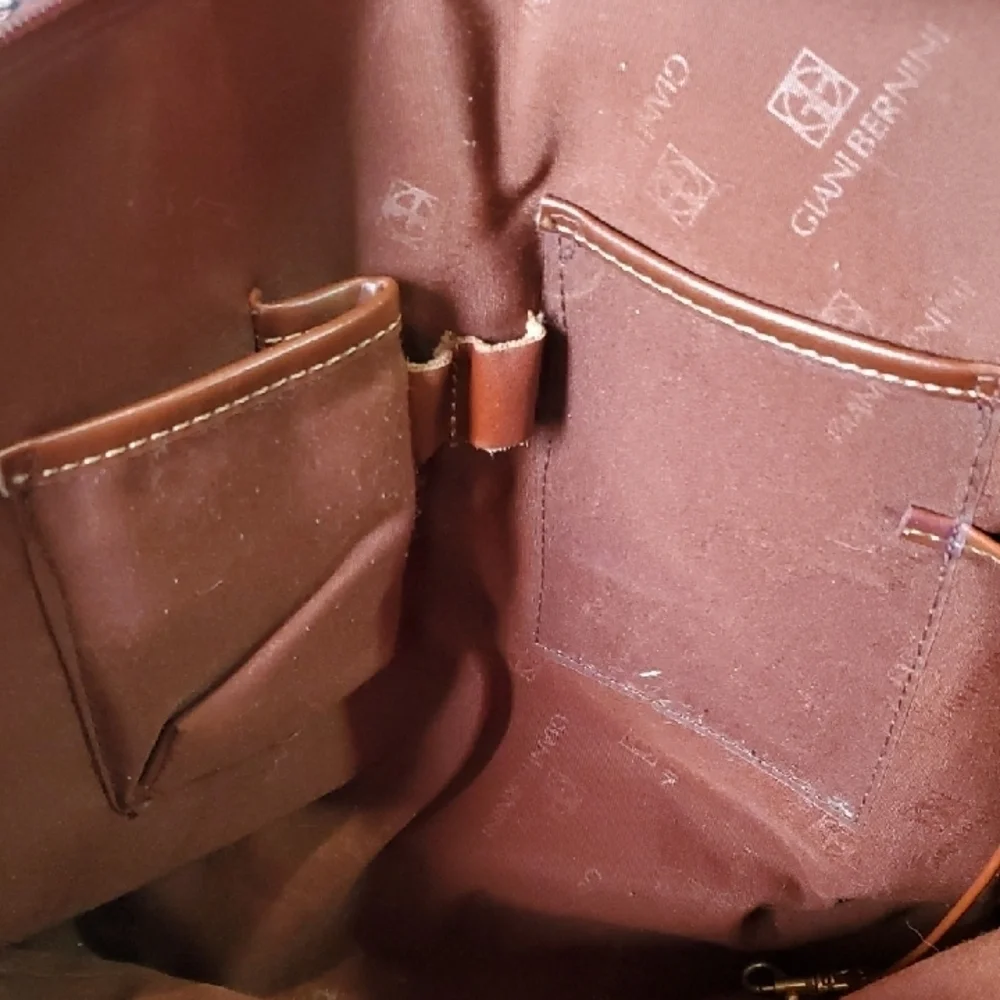 Gianni BERNINI Brown Large  leather Tote Bag Double Zipper